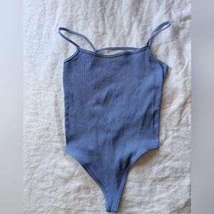 Free People Cornflower Blue Ribbed Bodysuit